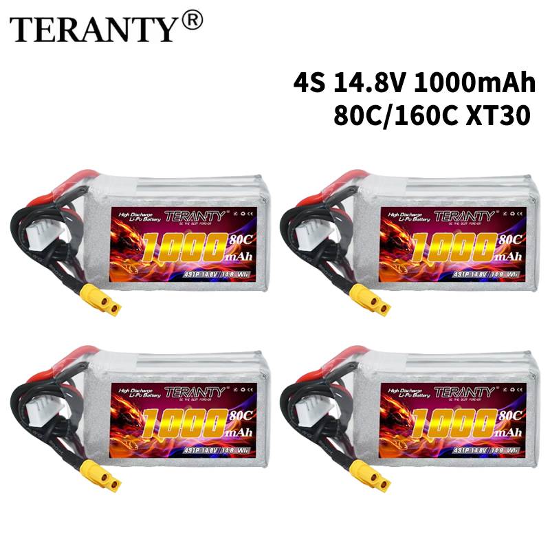 Rc Helicopter Parts - TERANTY 4S 1000mAh 14.8V 80C/160C แบตเตอรี่ลิโพพร้อมปลั๊ก