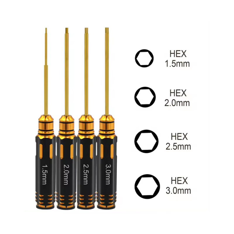 Rc Helicopter Tool Kit - 4 ชิ้น Hex Screw Driver ชุดไทเทเนียมหกเหลี่ยมไขควงประแจชุดเครื่องมือสําหรับเฮลิคอปเตอร์รถ