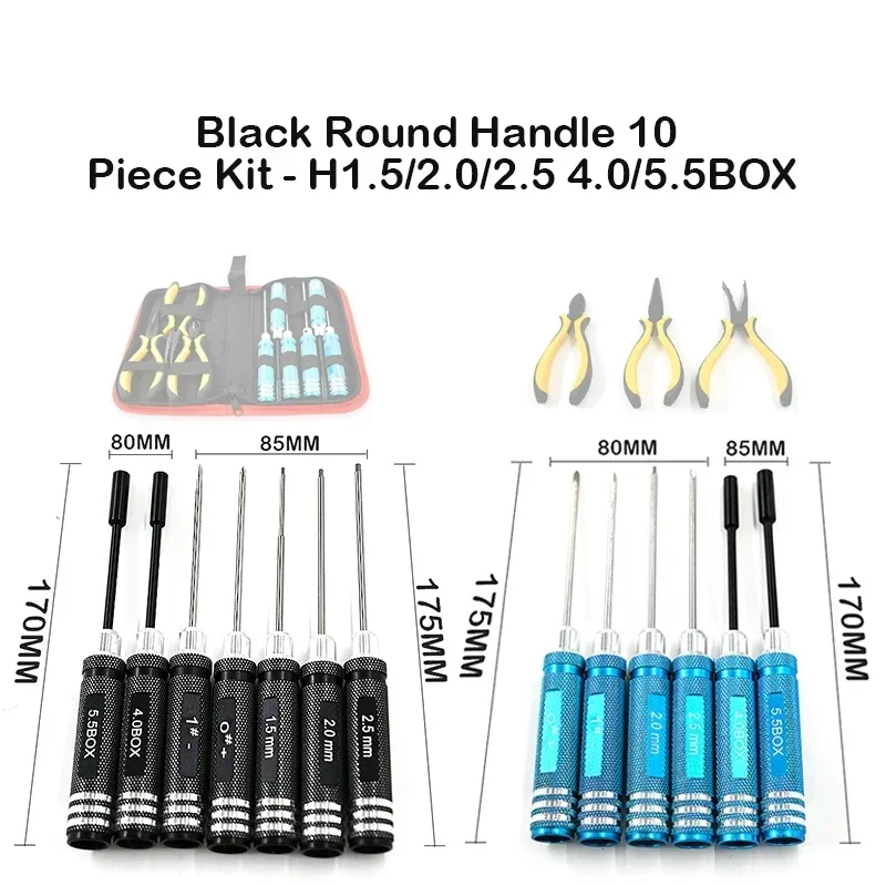 Rc Helicopter Tool Kit - ชุดเครื่องมือซ่อมเฮลิคอปเตอร์บังคับวิทยุ 10 ชิ้น/ชุด ประกอบด้วยไขควง คีม หัวหกเหลี่ยม