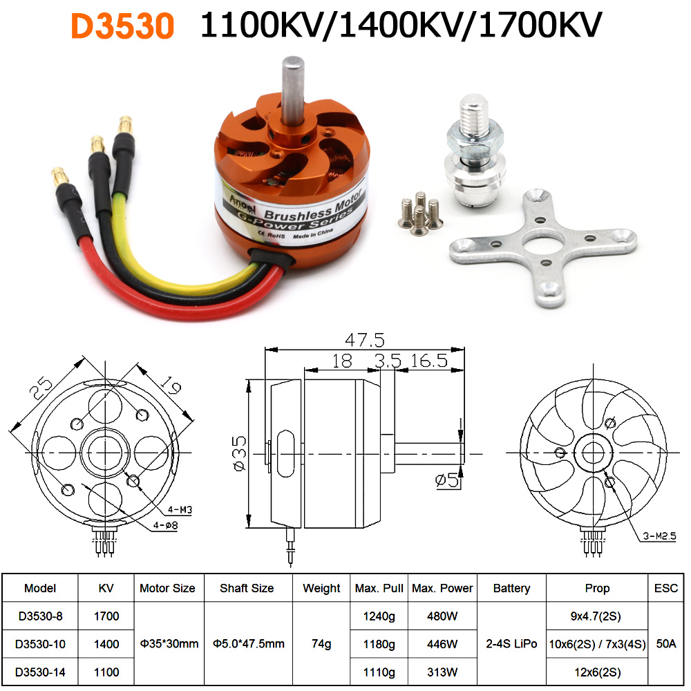 มอเตอร์ไร้แปรงถ่าน D3530 1100K - Rc Helicopter Mini บทวิจารณ์และราคา